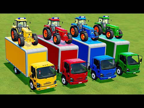 POLICE TRACTOR OF COLORS! TRANSPORT, HARVEST & LOAD SUGARCANE WITH JOHN DEERE TRACTOR & ISUZU TRUCK!