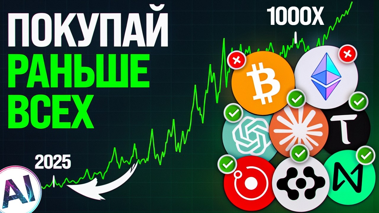 ТОП-6 КРИПТОВАЛЮТ ИИ, КОТОРЫЕ СДЕЛАЮТ X100. AI ТОКЕНЫ