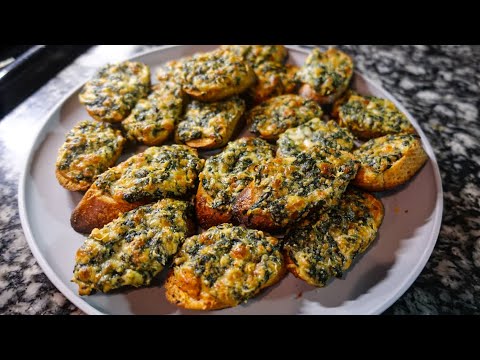 Spinach Dip Loaded Crostini | Appetizer Recipe