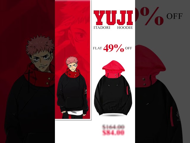 Vídeo relacionado con MEADOO Sudadera con capucha de anime JJK para cosplay Jujutsu Yuuji, unisex, 3D, suéter con capucha (L, negro)