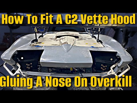 How To Get Perfect Hood Gaps On A 1963-67 Vette. Gluing A Front End And Setting The Fender Height.