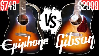 Video thumbnail for Gibson VS EPIPHONE J45 Acoustic (Buy THIS One) by Play and Trade Guitars
