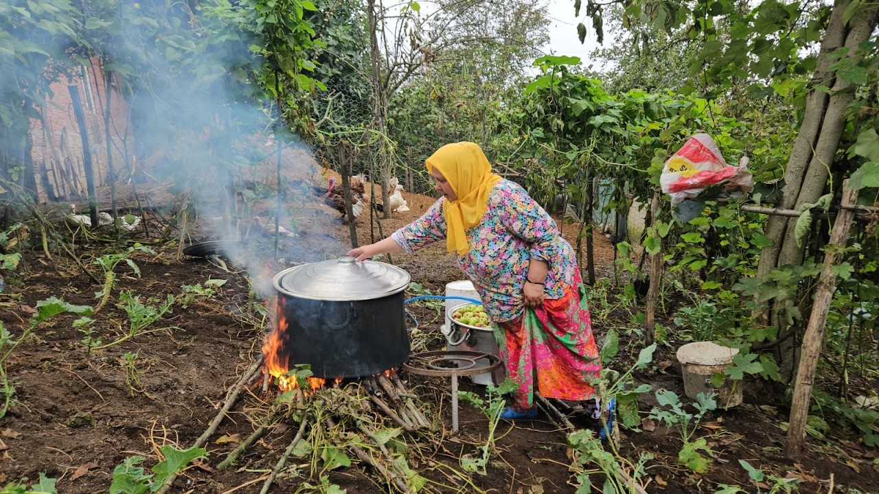 ‼️İLK ADIM, TARLANIN ORTASINA KAZANI KURDUK. 🍎🔥 DOĞAL ELMALARIMIZI TOPLADIK. 🌿🍏