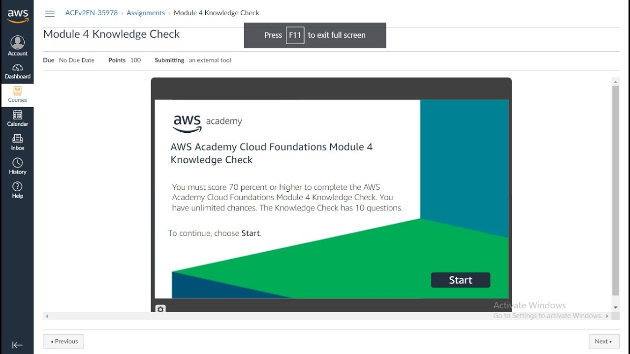 Module 4  Knowledge Check | AWS Academy Cloud Foundation | AWS Cloud Security