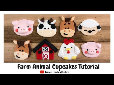How to make Farm Animal cupcakes (5 mins)｜ Irma's fondant cakes