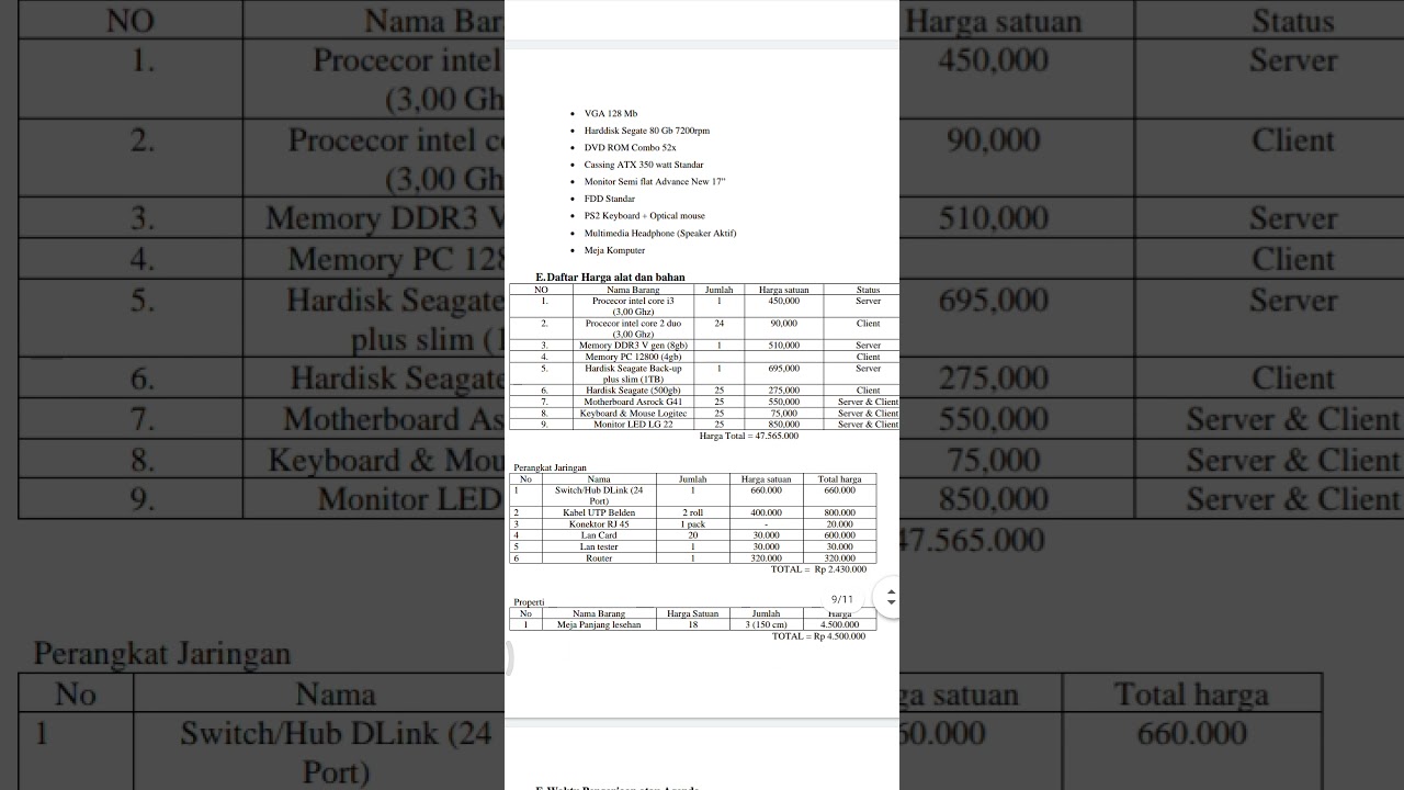 Pembuatan Proposal Lab komputer / Desain Jaringan Komputer