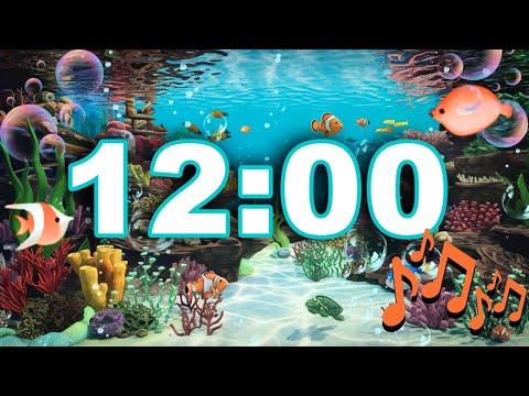 12 Minute Timer with Music for Classroom 🐠 Relaxing Aquarium Theme with Sea Sounds 🌊