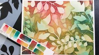 WATERCOLOR Negative Painting 🧡 Easy & Relaxing (Using Stencils) - 434