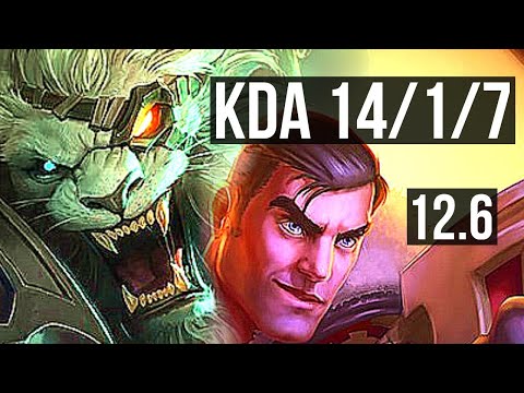 RENGAR vs JAYCE (TOP) | 14/1/7, 8 solo kills, Rank 6 Rengar, Legendary | KR Master | 12.6