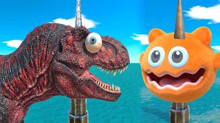 恐竜の頭がデカすぎコース vs すべての生き物やってみた【 Animal Revolt Battle Simulator 】