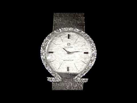 Vintage Custom 18k White Gold Omega Automatic Wristwatch