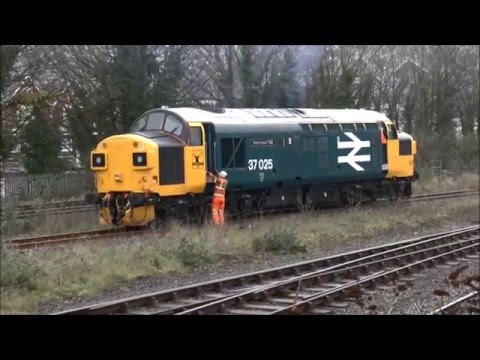 50007 and 37025, down from Bo'ness, arrive at Barry Tourist Railway