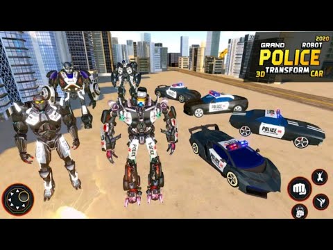 Flying Grand Police Car Transform Robot Games