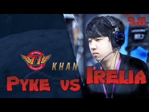 SKT Khan - Pyke vs Irelia Top - LoL Season 9 KR Ranked | League Of Legends