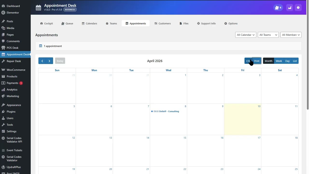 Appointment Management in WordPress — Status, Notes & Audit Log - Vollstart Appointment Desk Tour