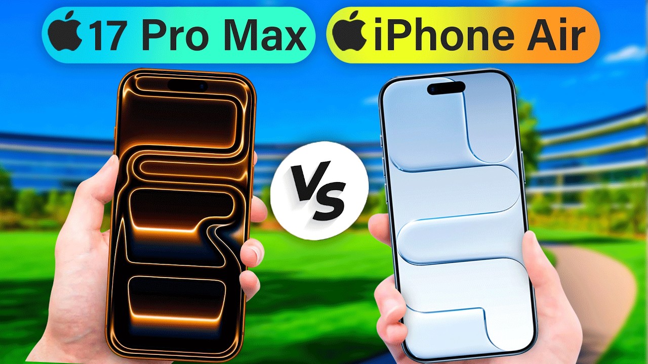 Comparison between the iPhone 17 Pro Max and iPhone Air highlighting a specs battle