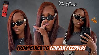 Dying My Natural Hair from Black to Ginger 🍂 | NO BLEACH | Step by Step | Loreal HiColor🧡