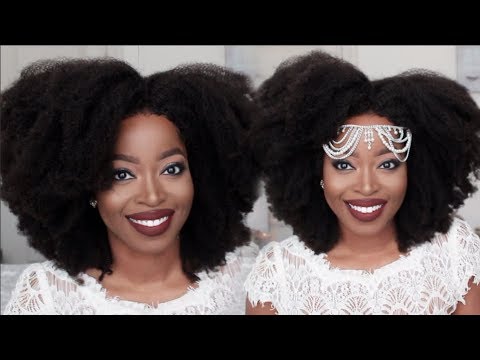KINKY 4C Natural Hair FULL LACE UNIT:Wedding Inspired Hair for A Natural Bride Video