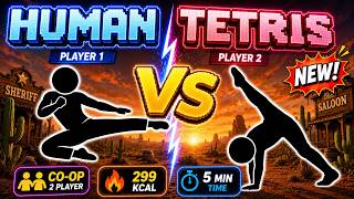 LAST TO FALL WINS! 🏆 1v1 Human Tetris Battle (2 Players) | Immersive Interactive Warm-Up