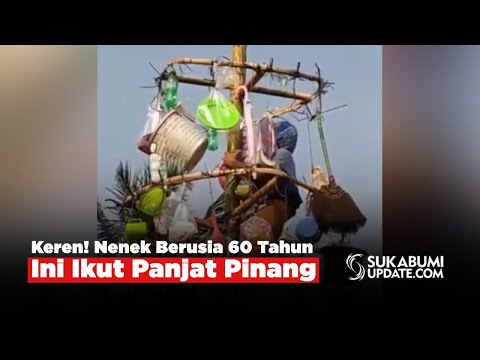 Keren! Nenek Berusia 60 Tahun Ini Ikut Panjat Pinang
