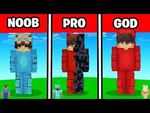 EPIC Minecraft BUILD challenge: NOOB vs PRO vs HACKER vs GOD