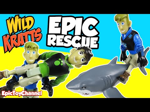 WILD KRATTS Toys Chris Saves Martin in EPIC Rescue Shark Wild Kratt Creature Power Epic Toy Channel