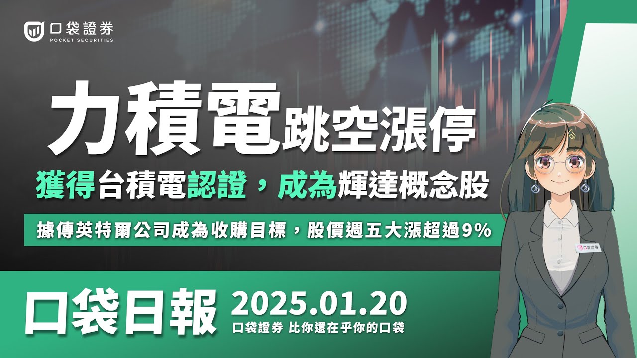 【口袋日報】力積電(6770)跳空漲停!獲得台積電認證,成為輝達概念股!據傳英特爾公司成為收購目標,股價週五大漲超過9% 2025.01.20