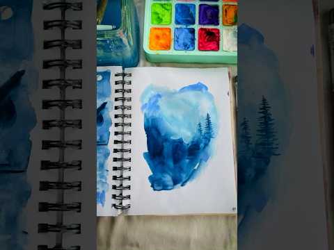 Creating monochrome pine tree art 🌲 #monochrome #monochromepainting #pinetree #quickart