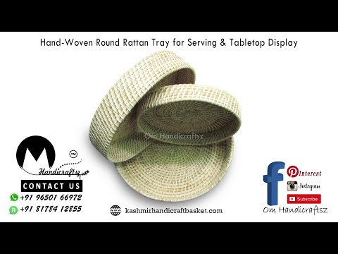 Cane om handicraftsz rattan serving tray for home