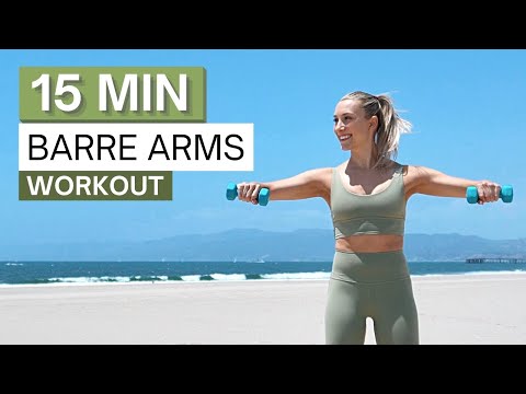 15 min BARRE ARMS Beach Workout | Upper Body | Light Dumbbells