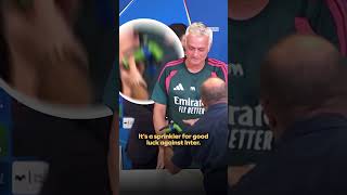 Jose Mourinho getting gifted sprinkler during Champions League press c