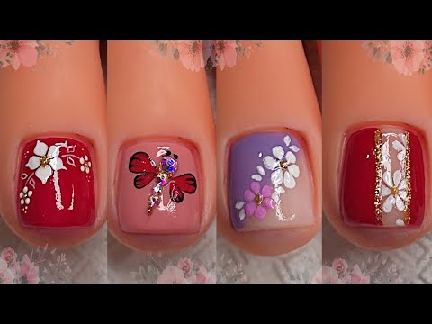 MODELOS DE UÑAS PARA PIES FACILES DE HACER 🦶🏼💅😍| Diseños de uñas fáciles