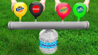 Coca Cola, Fanta, Sprite and mirinda vs Mentos and Balloons