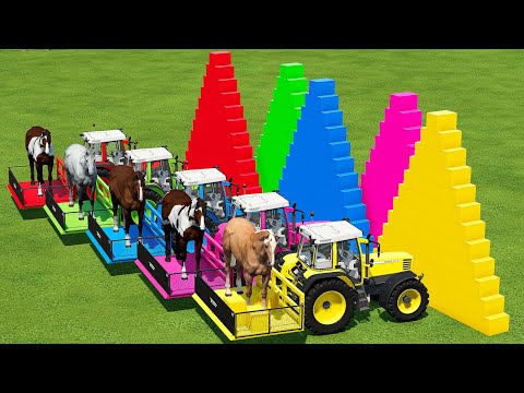 FENDT COLORED TRACTORS & HORSES vs COLORED WALL - Farming Simulator 22