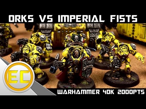 Orks vs Imperial Fists Space Marines Warhammer 40,000 Battle Report 1080p