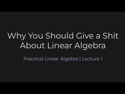 Why You Should Give a Shit About Linear Algebra | Practical Linear Algebra (Lecture 1)