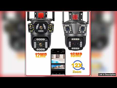 16MP 8K WiFi Camera Outdoor 12X Zoom 360 Surveillance Three Screen CCTV Security Protection 6K