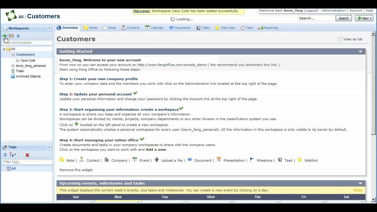 Organize your information using Feng Office Workspaces