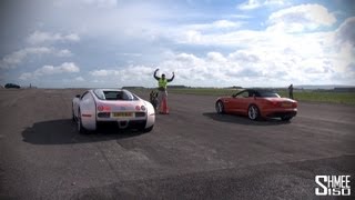 Jaguar F Type V6 S vs Bugatti Veyron - Drag Race!