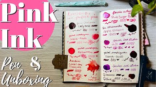 Swatching Inks: Pink | Fountain Pen Inks: Pilot Iroshizuku, Sailor, Ferris Wheel Press, Diamine