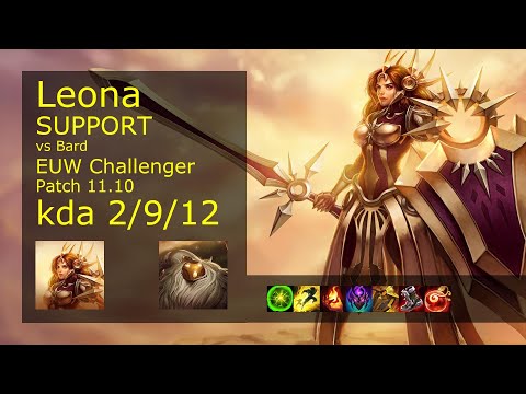 Leona Support & Tristana vs Bard & Kai'Sa - EUW Challenger 2/9/12 Patch 11.10 Gameplay