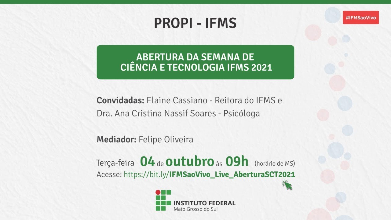 Abertura da Semana de Ciência e Tecnologia IFMS 2021
