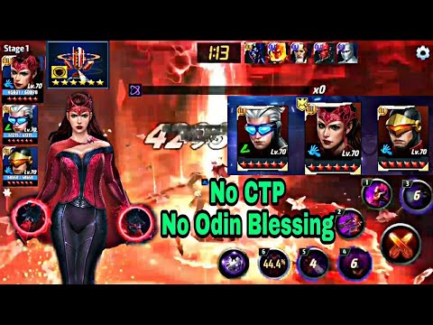 Scarlet Witch Solo Knull With Normal Obelisk & F2P Team - Marvel Future Fight