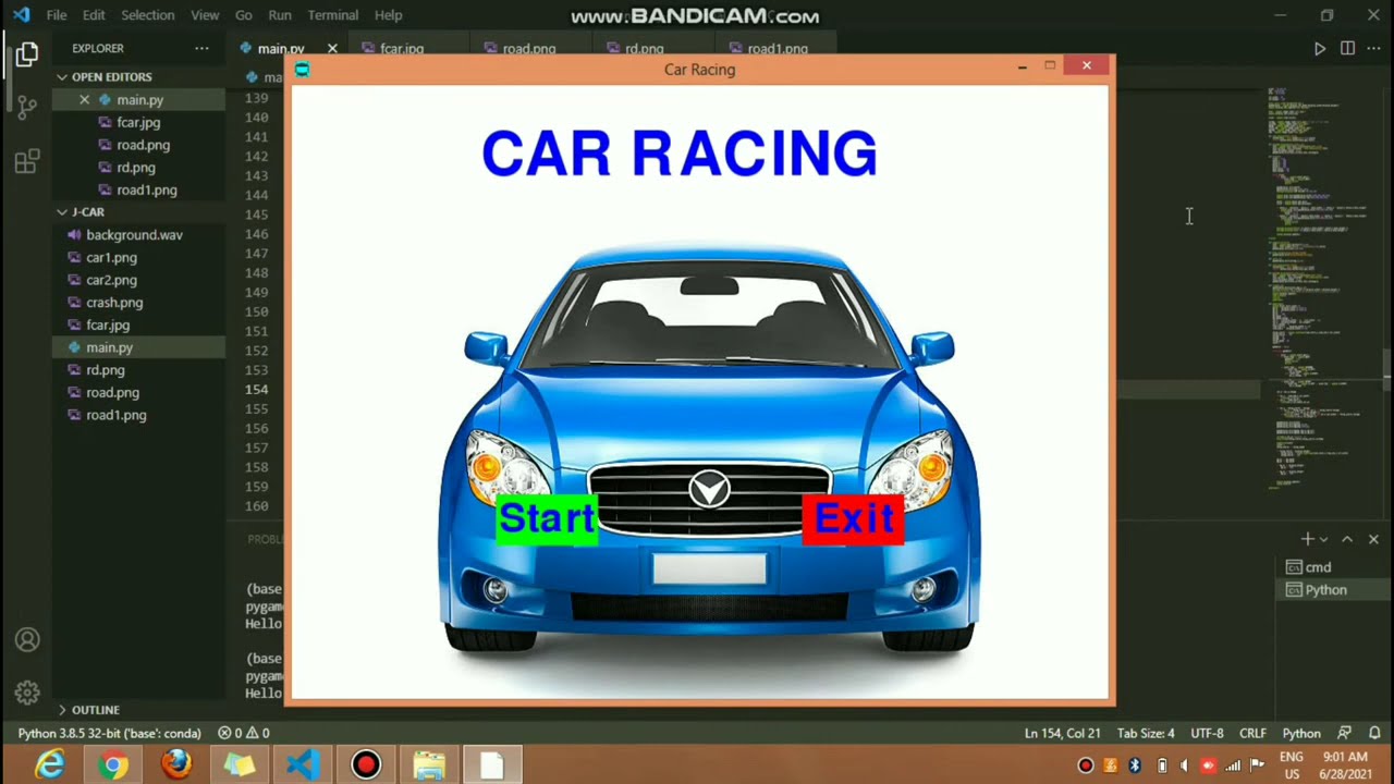 Car Game in Python with Source Code | Pygame Module