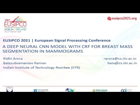 EUSIPCO 2021 | A Deep Neural CNN Model with CRF for Breast Mass Segmentation in Mammograms