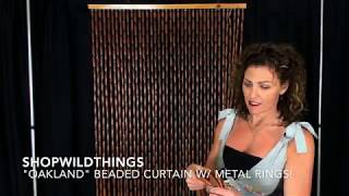ShopWildThings Oakland Heavy Wood Door Beads Curtain w/ Metal Rings - Easy to Lengthen & Shorten!