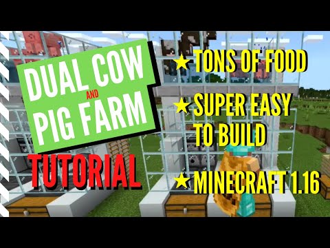 DUAL COW & PIG FARM In Minecraft 1.16+ (Semi-AUTOMATIC)