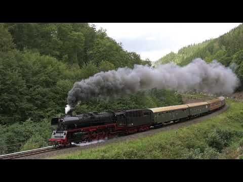 Laute Auspuffschläge, lange Züge - Dampfloks unterwegs durch Deutschland in 4k Teil2
