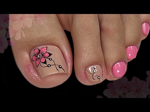UÑAS HERMOSAS PARA PIES | DISEÑO DE UÑAS CON FLOR   🌸💅🦶🏼😍