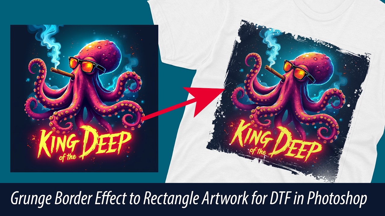 How to Add a Grunge Border Effect to Rectangle Artwork for DTF in Photoshop